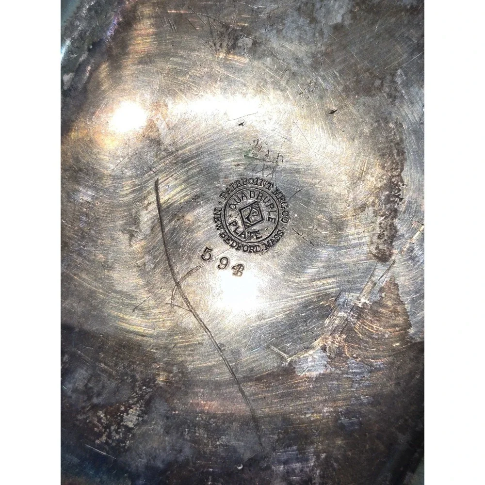 Antique Pairpoint Quadruple Plate Silverplate Covered Butter Dish Floral Lid
